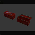Red Storage Boxes With Metal Latches And Handles In Rustic Design 3d model