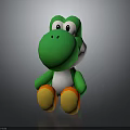Green Cartoon Dinosaur Character Sitting With Yellow And Red Feet Plush Toy Model