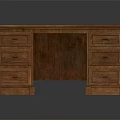 Classic Wooden Office Desk With Dark Blue Desktop And Multiple Storage Drawers