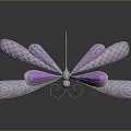 Dragonfly With Purple And Pink Wings Featuring Swirl And Checkered Patterns In Decorative Design