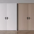 Modern Double Swing Doors Design White And Wooden Panel For Home Interior
