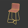 Modern Pink Bar Stool With Upholstered Seat And Gold Metal Legs Design