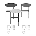 Modern Coffee Table Set With Marble Top Metal Frame Oval And Round Shapes