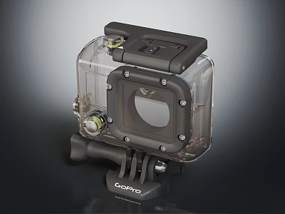 Durable Clear GoPro Electronic Camera Waterproof Protective Housing With Mount Stand 3d model