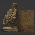 Detailed Hand Carved Ornamental Stone Sculpture With Leaf And Scroll Design