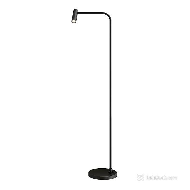 Modern Sleek Floor Lamp With Adjustable Height In Living Room Corner Featuring White Shade And Metal Base 3d model