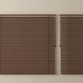 Brown Window Blinds Installed On Beige Wall With Two Panel Design 3d model