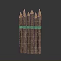 Rustic Wooden Fence With Roped Bindings And Sharp Pointed Tops 3d model