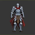 Man In Silver Armor With Red Cape And Detailed Metallic Warrior Design