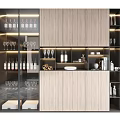 Modern Wine Cabinet With Glass Door And Built In Lighting For Wine Storage