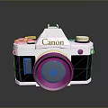 Canon Vintage Electronic Camera Features Classic Body And Retro Lens Design