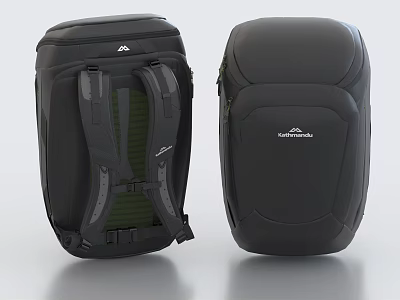 Two Black Backpacks With Ergonomic Straps And Front Brand Logo 3d model