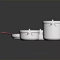 Aluminum Cooking Pots and Frying Pan Set with Lids and Red Handle