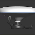 Modern Round Furniture Table With White Top Blue Edge And Black Base Design