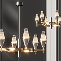 Modern Chandelier With Conical Glass Shades And Gold Metal Frame For Interior Decor