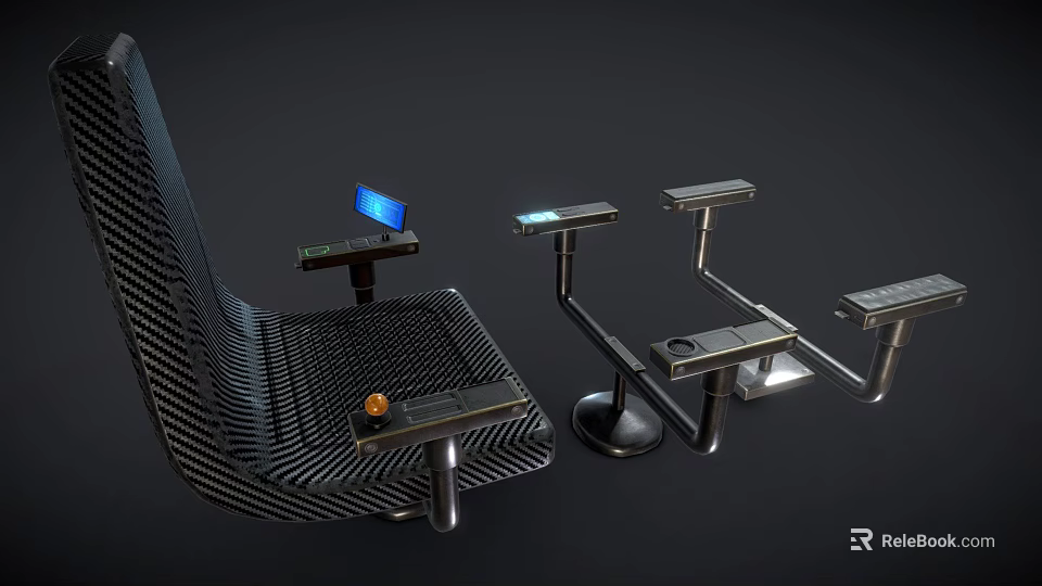 Modern Leisure Chair with Carbon Fiber Structure Adjustable Armrests and Side Trays 3d model 
