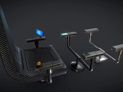 Modern Leisure Chair with Carbon Fiber Structure Adjustable Armrests and Side Trays 3d model