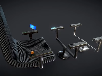 Modern Leisure Chair with Carbon Fiber Structure Adjustable Armrests and Side Trays 3d model