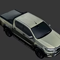 Toyota Pickup Truck With Beige Exterior Bold Grille LED Headlights And Rugged Black Wheels