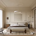 Luxurious Modern Bedroom Interior With King Size Bed Pendant Light And City View