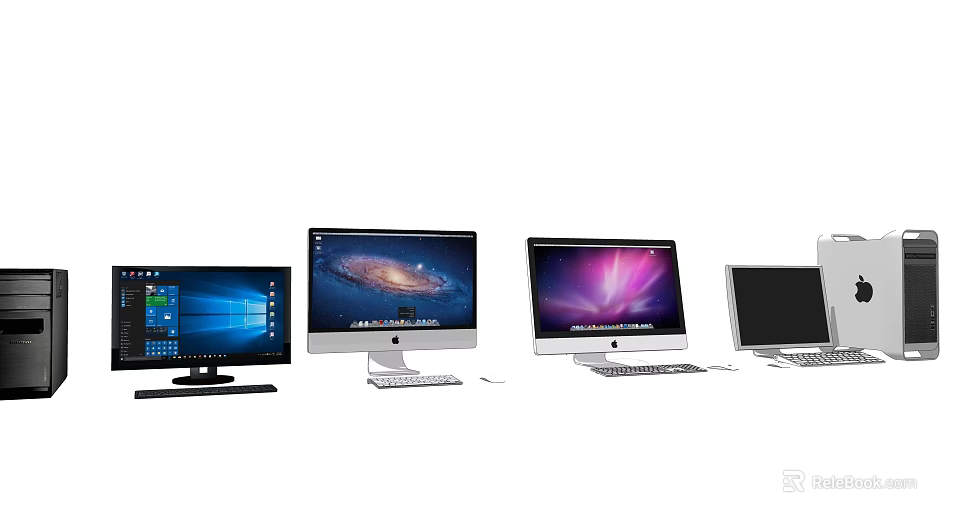 Various Modern Desktop Computer Monitors With Sleek Designs And Diverse Screen Displays 3d model