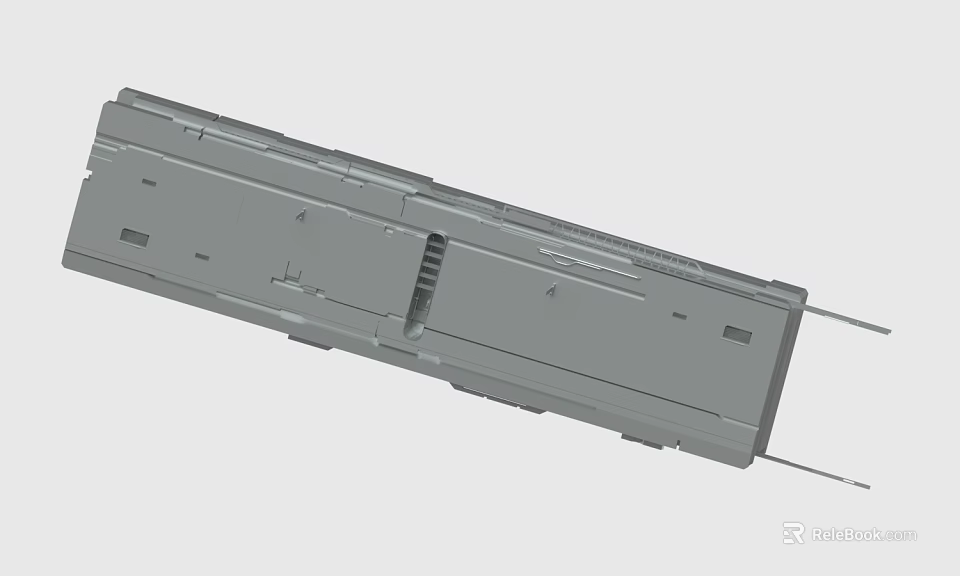 Gray Long Industrial Mechanical Component With Detailed Surface Holes And Structure 3d model 