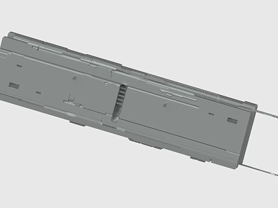 Gray Long Industrial Mechanical Component With Detailed Surface Holes And Structure 3d model