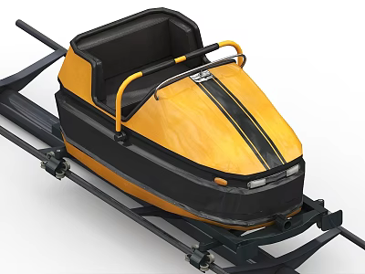 Yellow And Black Bumper Car On Track With Black Seats And Yellow Steering Wheel 3d model
