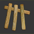 Long Fresh Crusty Golden Baguettes Arranged On Black Reflective Surface