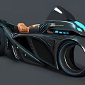 Futuristic Black Motorcycle With Blue Accents Leather Seat And Sleek Design