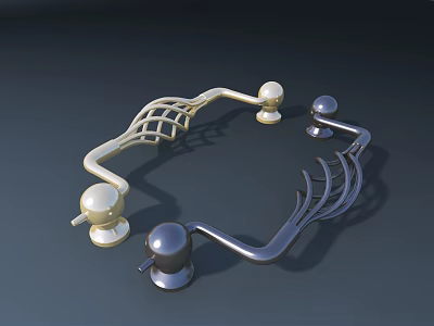 Road Facilities Metal Curved Structure With Spherical Ends And Decorative Design 3d model