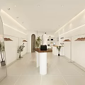 Modern Clothing Store Interior With White Walls Hangers Display Stand And Plants