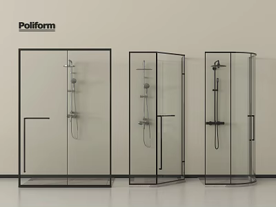 Poliform Modern Shower Heads in Glass Shower Enclosures with Different Designs 3d model