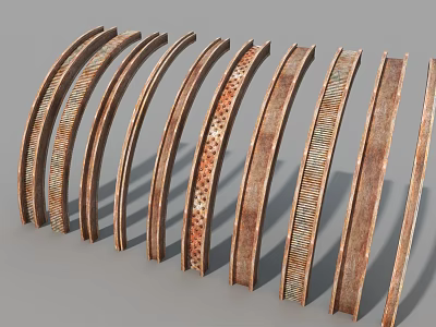 Curved Metal Strips With Various Textures For Industrial Equipment Components 3d model