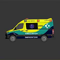 Yellow and Blue Ambulance Van with ASTALDI JV Logo and Emergency Medical Symbol