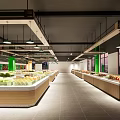 Supermarket Grocery Fresh Produce Section With Various Vegetables And Display Shelves