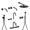 Modern Black Shower System With Shower Head Handheld Spray Control Knobs And Pipes 3d model