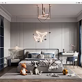 Modern Kids Room Interior Design With Airplane Wall Decor Bed Desk And Toys