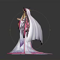Anime Style Female Character With Horns Long Flowing Robe And Red Boots