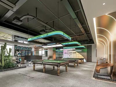 Modern Billiards Room Billiards Club Billiards Hall Billiards Table Watching Chair Different Arc Front Desk Water Bar Table Wine Hanging Cabinet Billiards Hall Front Hall 3d model