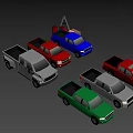 Colorful Collection Of Pickup Trucks With Red Green Blue And Gray