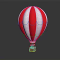 Fun Colorful Red And White Striped Hot Air Balloon Amusement Equipment With Basket