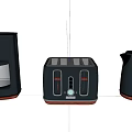 Modern Dark Gray Kitchen Appliances With Wooden Handles Coffee Maker Toaster Kettle