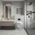 Modern Toilet Bathroom Cabinet Toilet Bathtub Shower 3d model