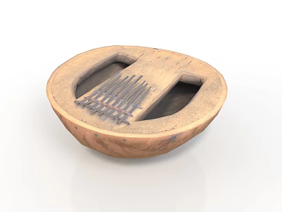 Functional Oval Wooden Divided Household Storage Container With Metal Comb Teeth 3d model
