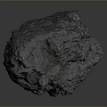 Natural Rough Black Stone With Textured Surface Isolated On Gray Background