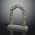 Classic Gray Stone Arch Structure Built With Stacked Blocks And Pedestal 3d model