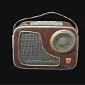 Vintage Wilderness Radio Speaker With Red Beige Grid Front And Dial Knob