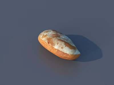 Freshly Baked Golden Brown Bread With White Powdered Surface On Gray Background In Soft Light 3d model