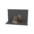Stylish Glass Pitcher and Woven Tumbler on Marble Tray with Wooden Utensil Holder